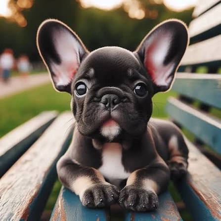 Happy French Bulldog sitting outdoors, showing the breed’s distinctive bat ears and compact build